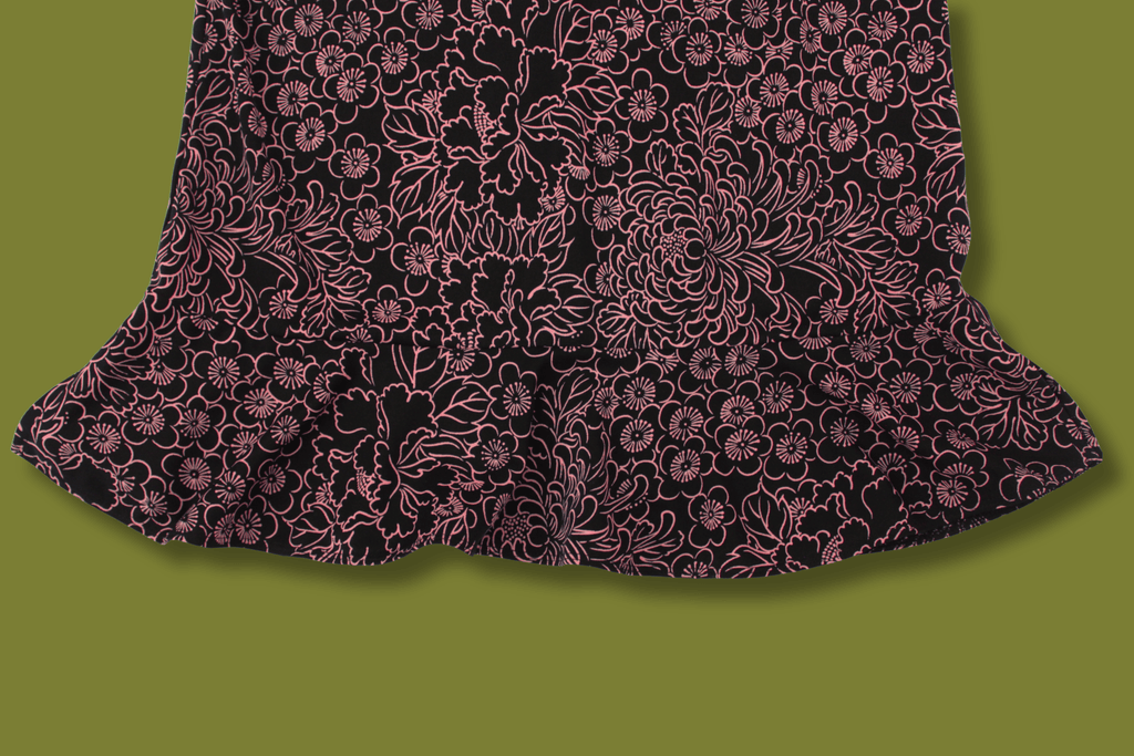 Floral Ruffle-hem Midi dress