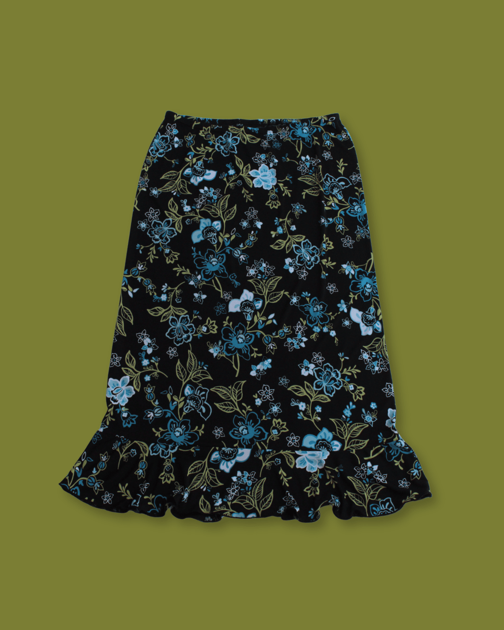 Floral Ruffle-hem Maxi-skirt