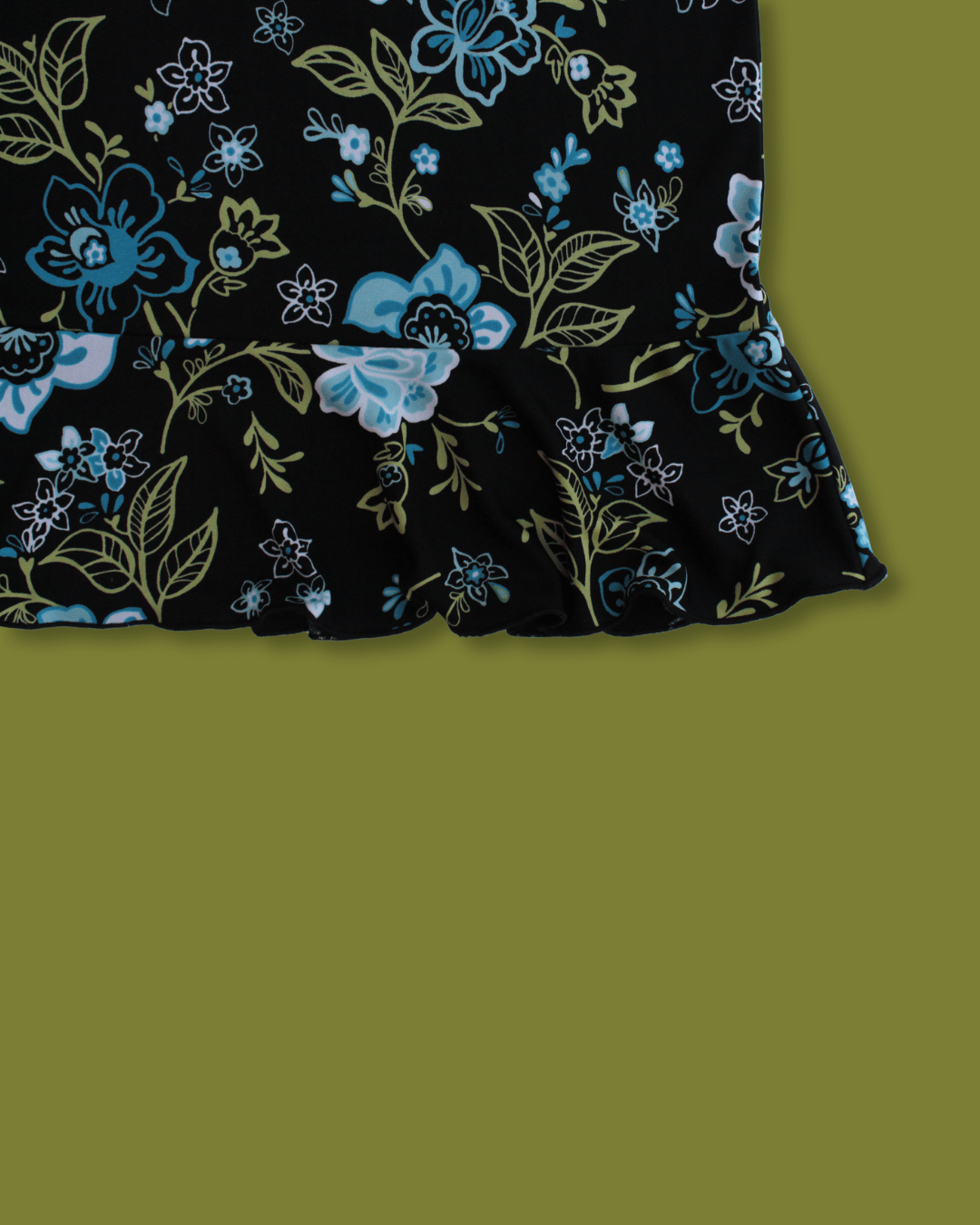 Floral Ruffle-hem Maxi-skirt