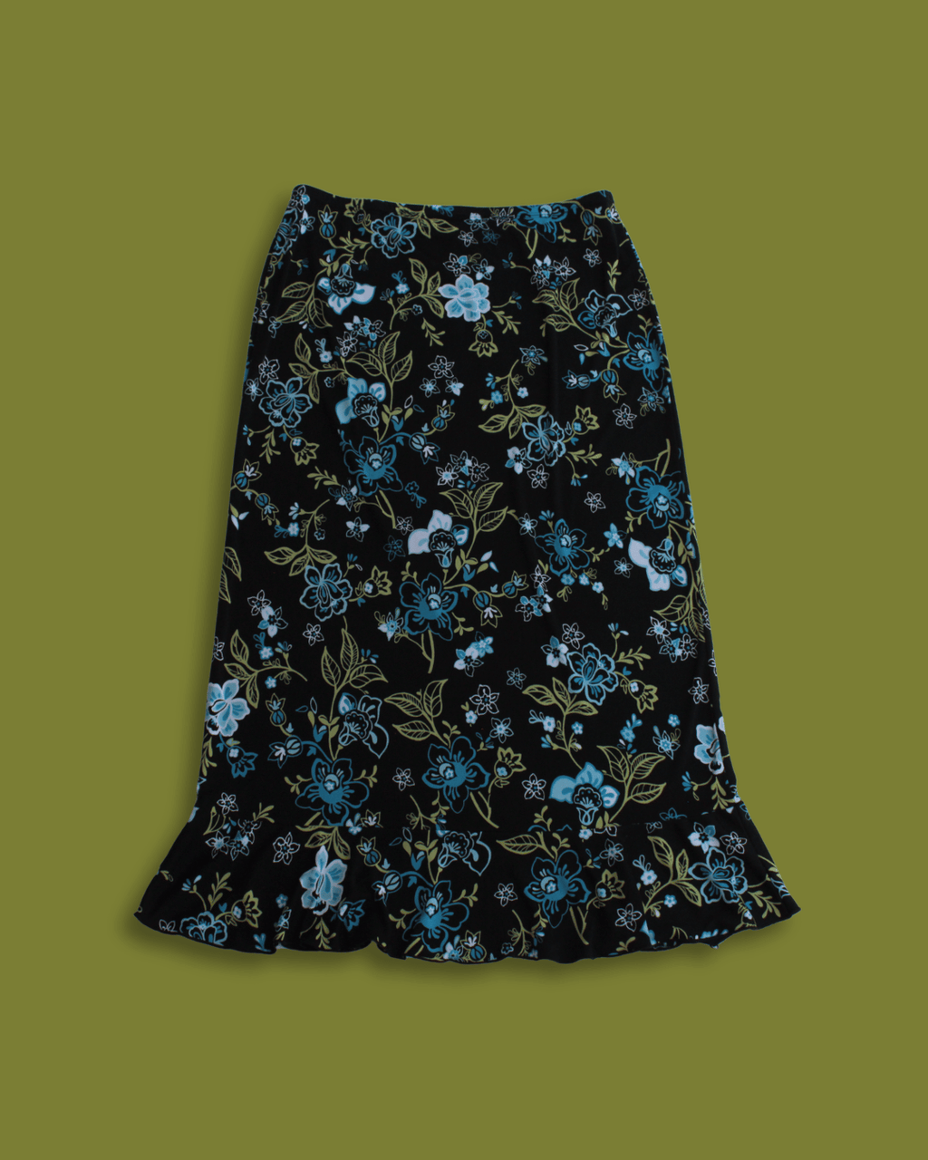 Floral Ruffle-hem Maxi-skirt