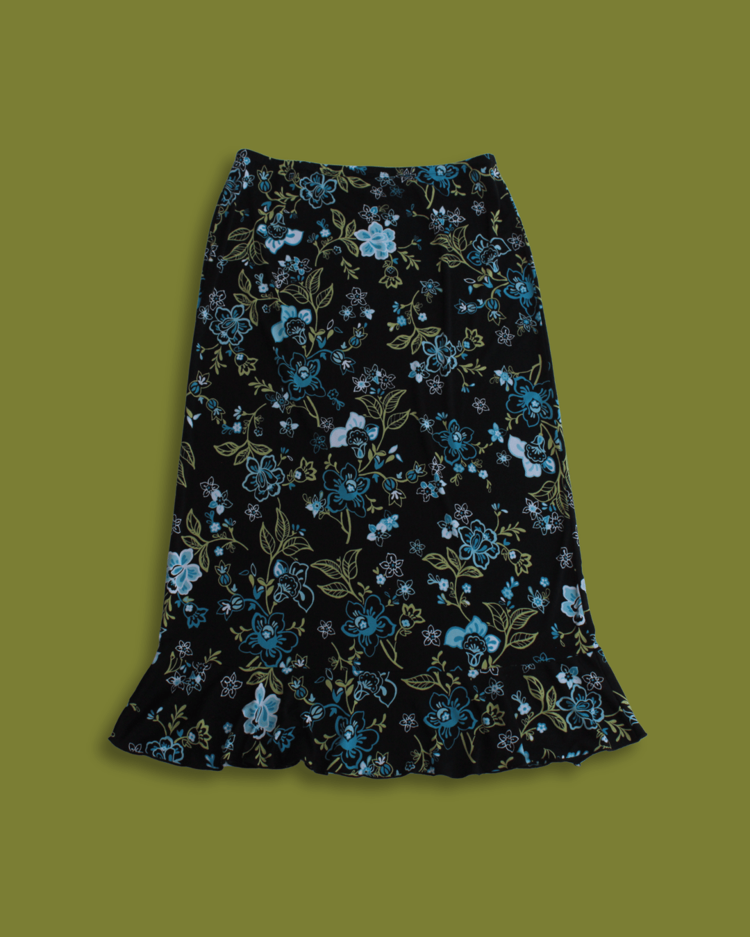 Floral Ruffle-hem Maxi-skirt