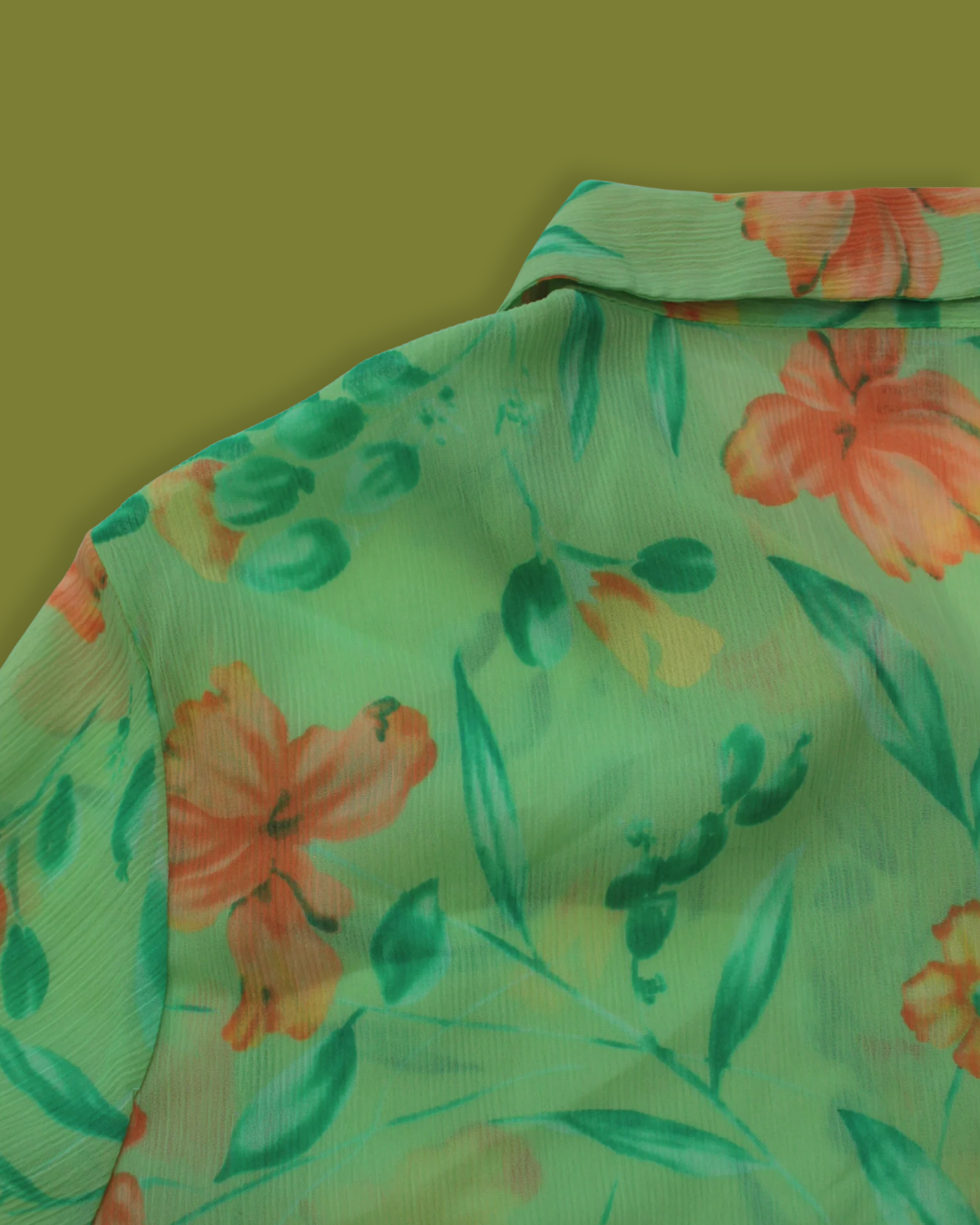 Floral Ruffle-hem Plus Button Down