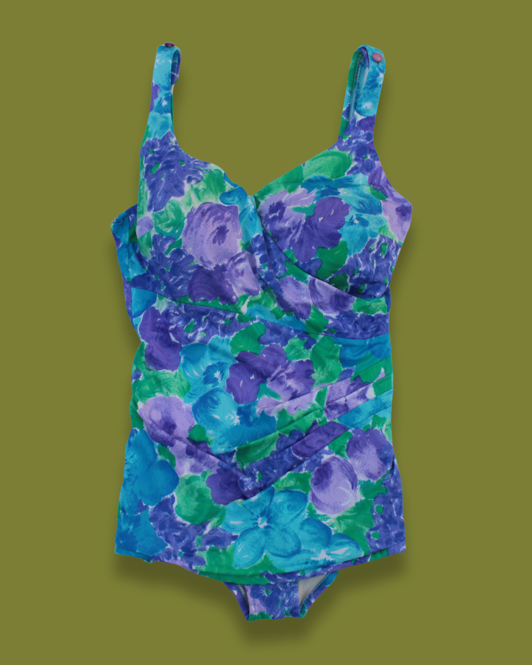Florescent Floral Ruched-front One-piece