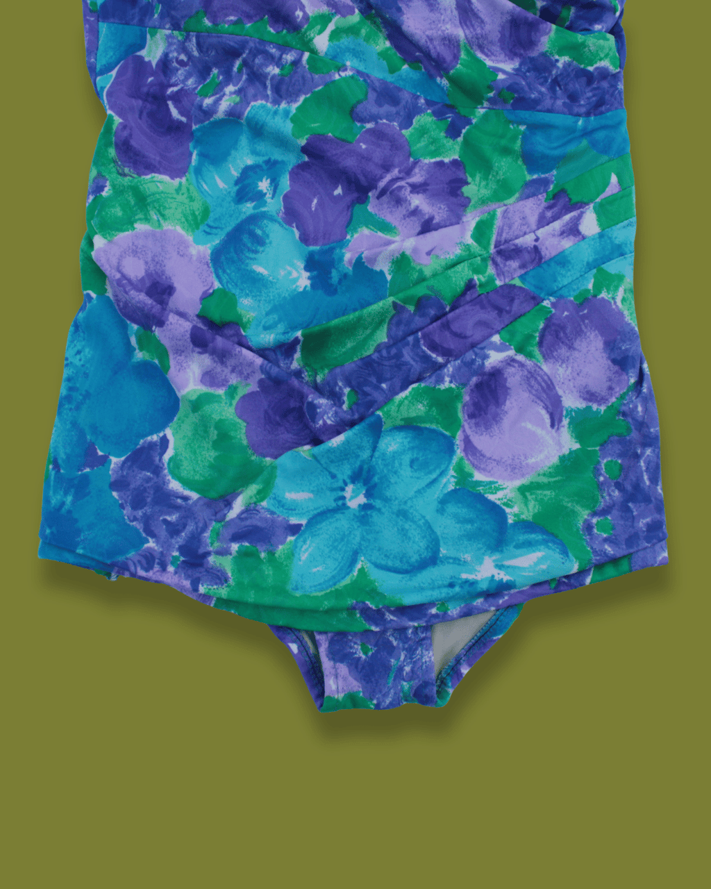 Florescent Floral Ruched-front One-piece