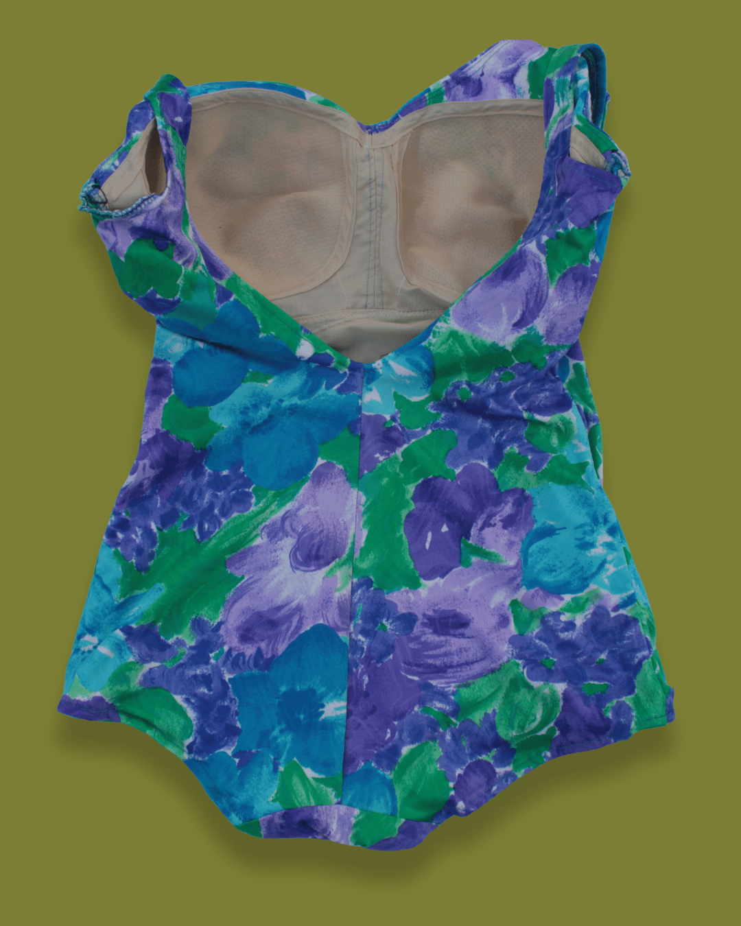 Florescent Floral Ruched-front One-piece