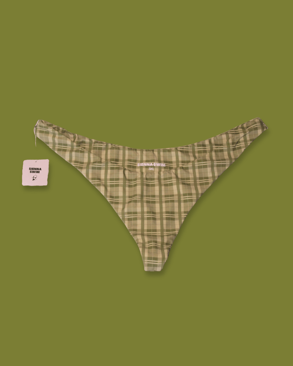 Green Plaid Mid-rise Bikini Set