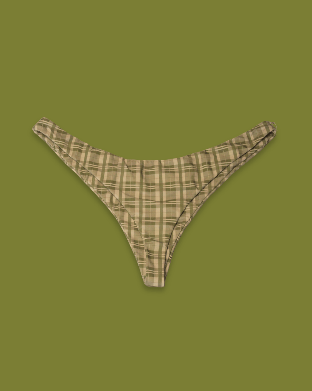Green Plaid Mid-rise Bikini Set
