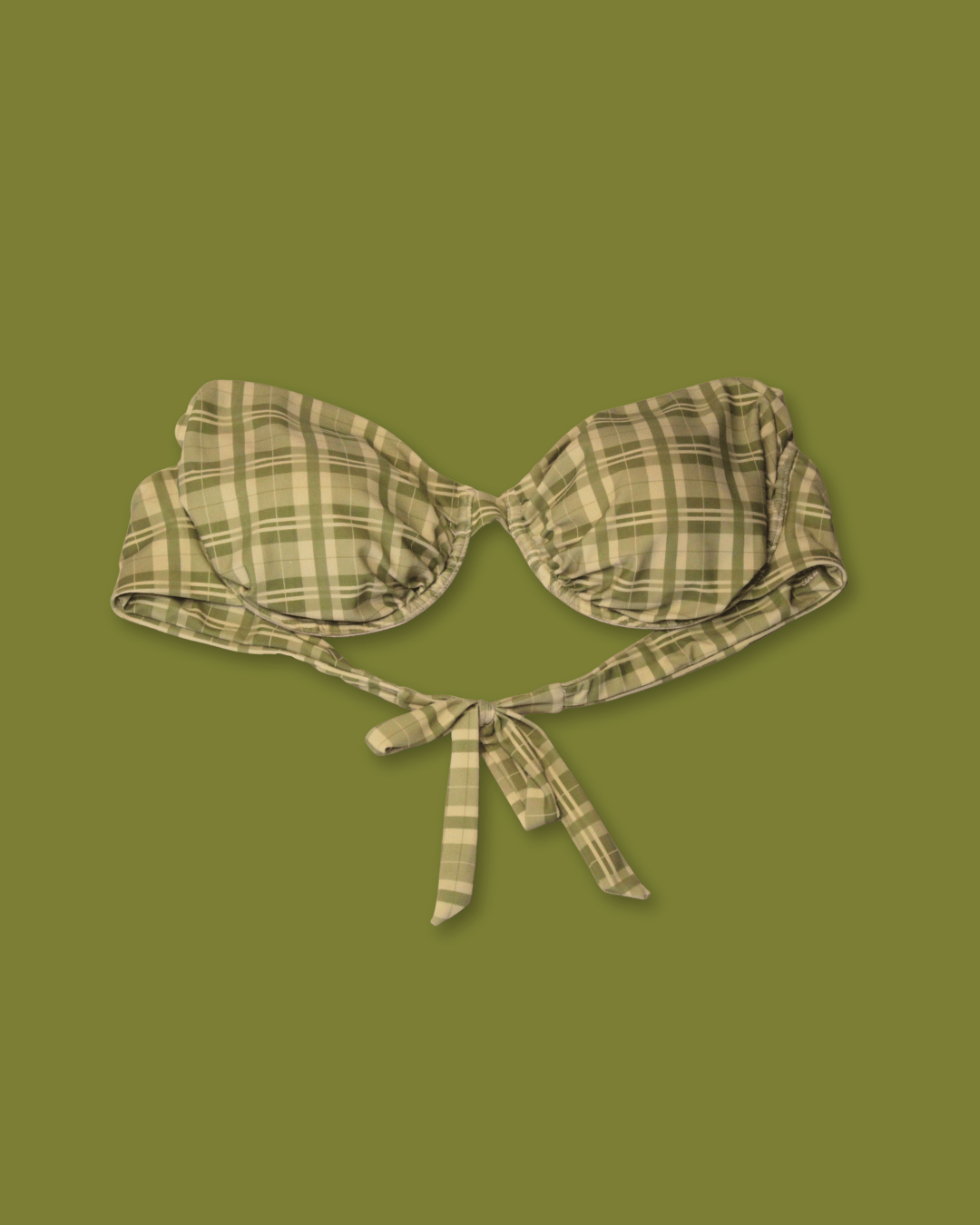 Green Plaid Mid-rise Bikini Set
