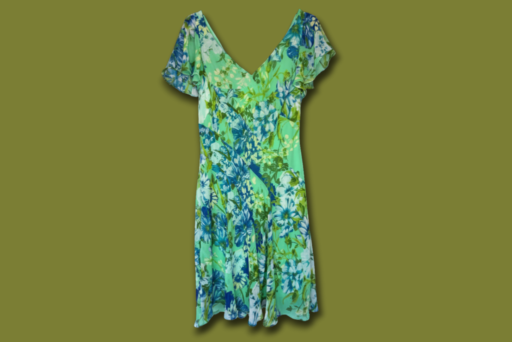 Flutter Sleeve Asymmetric Midi Dress
