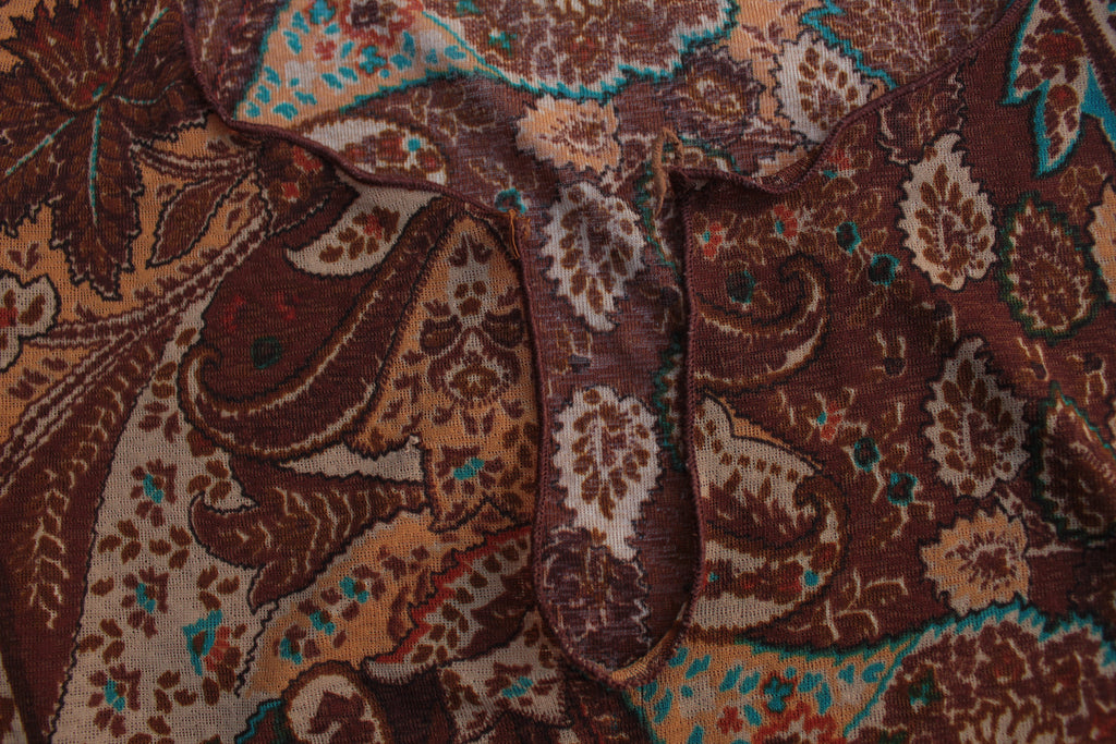 Y2k Brown paisley bell flare sleeve top