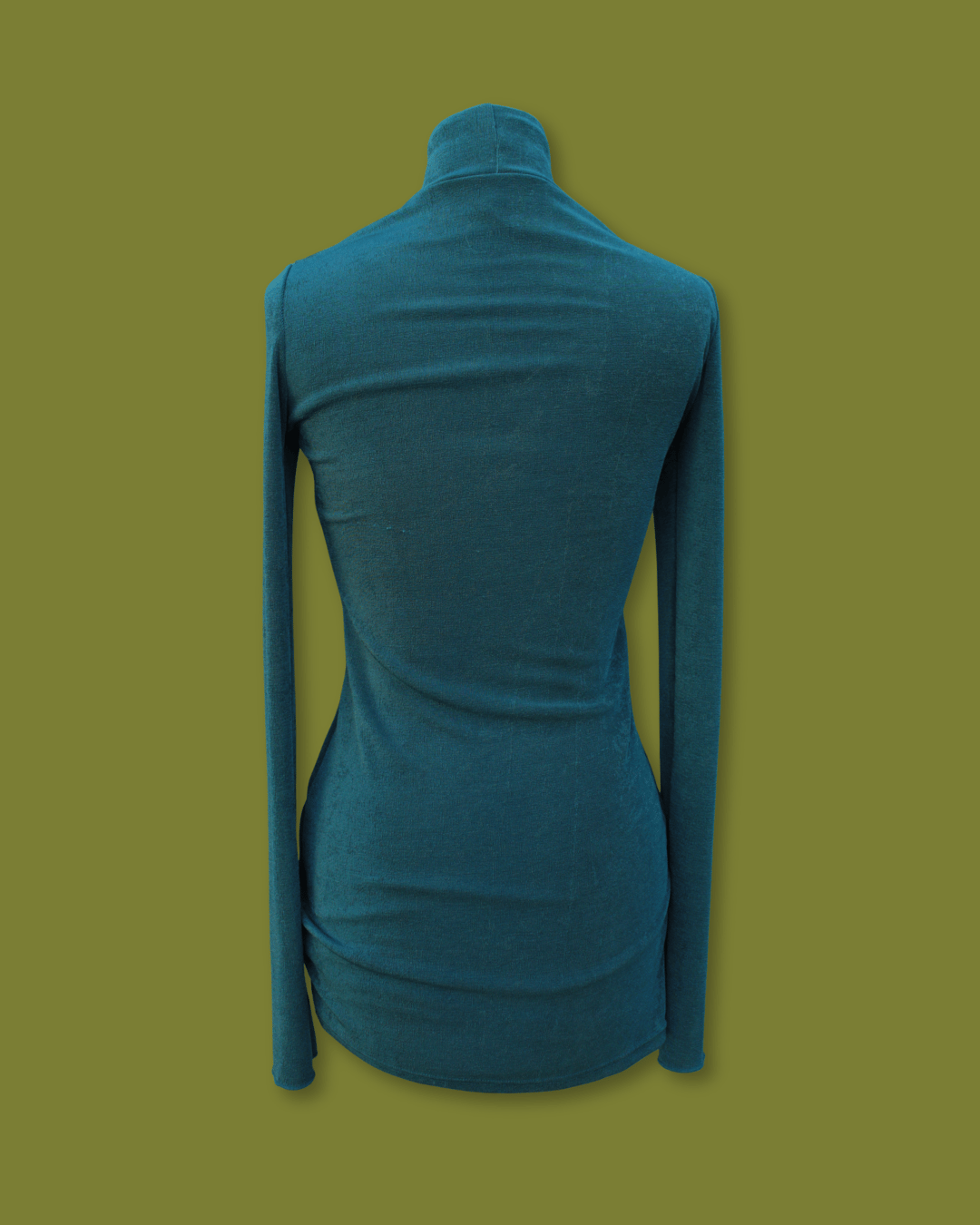 Metallic Mock-neck Slit-sleeve Mini Dress