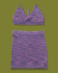 Multicolored Knit Bra-top and Skirt Set