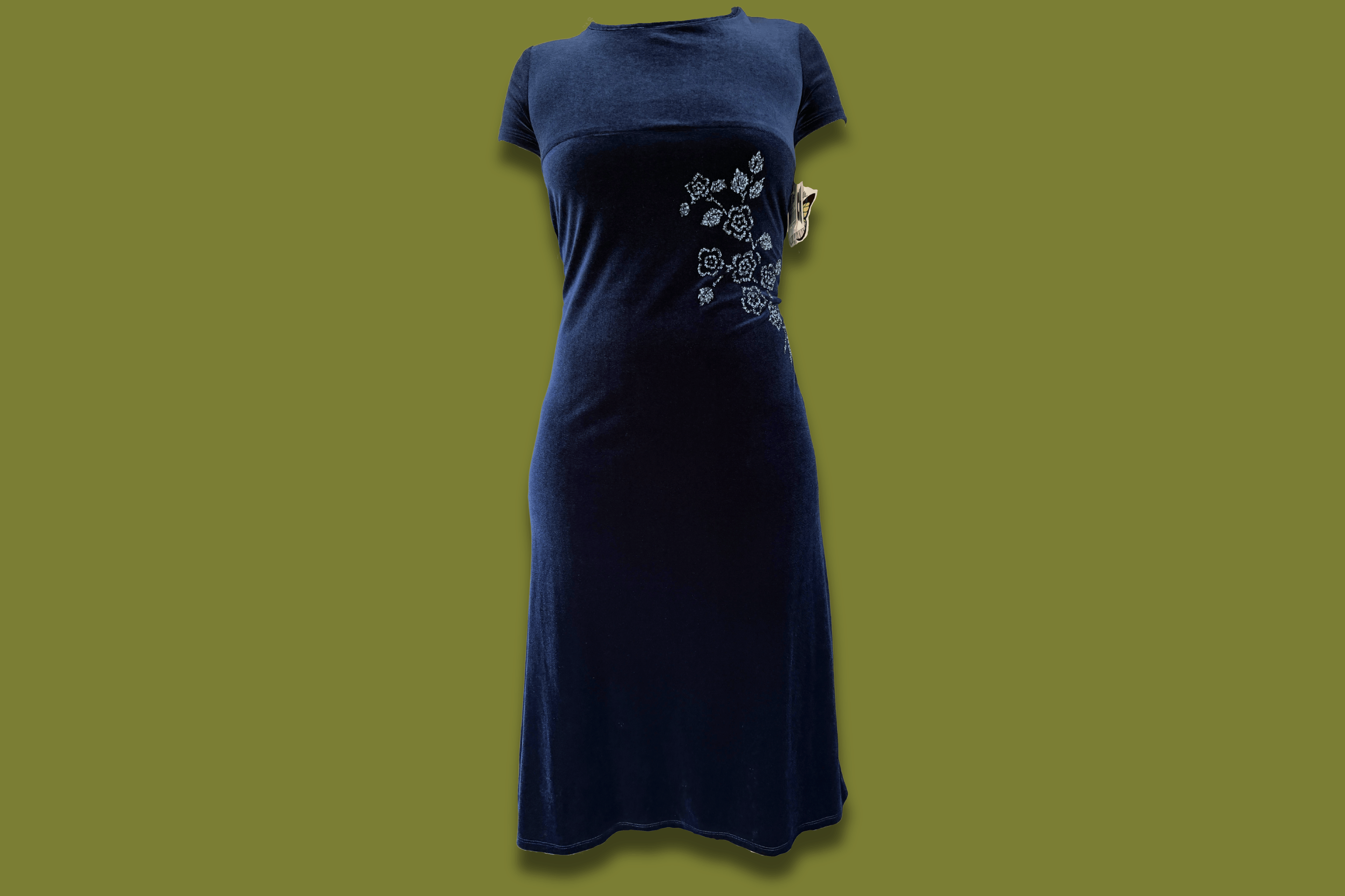 Beaded Velvet Midi Dress