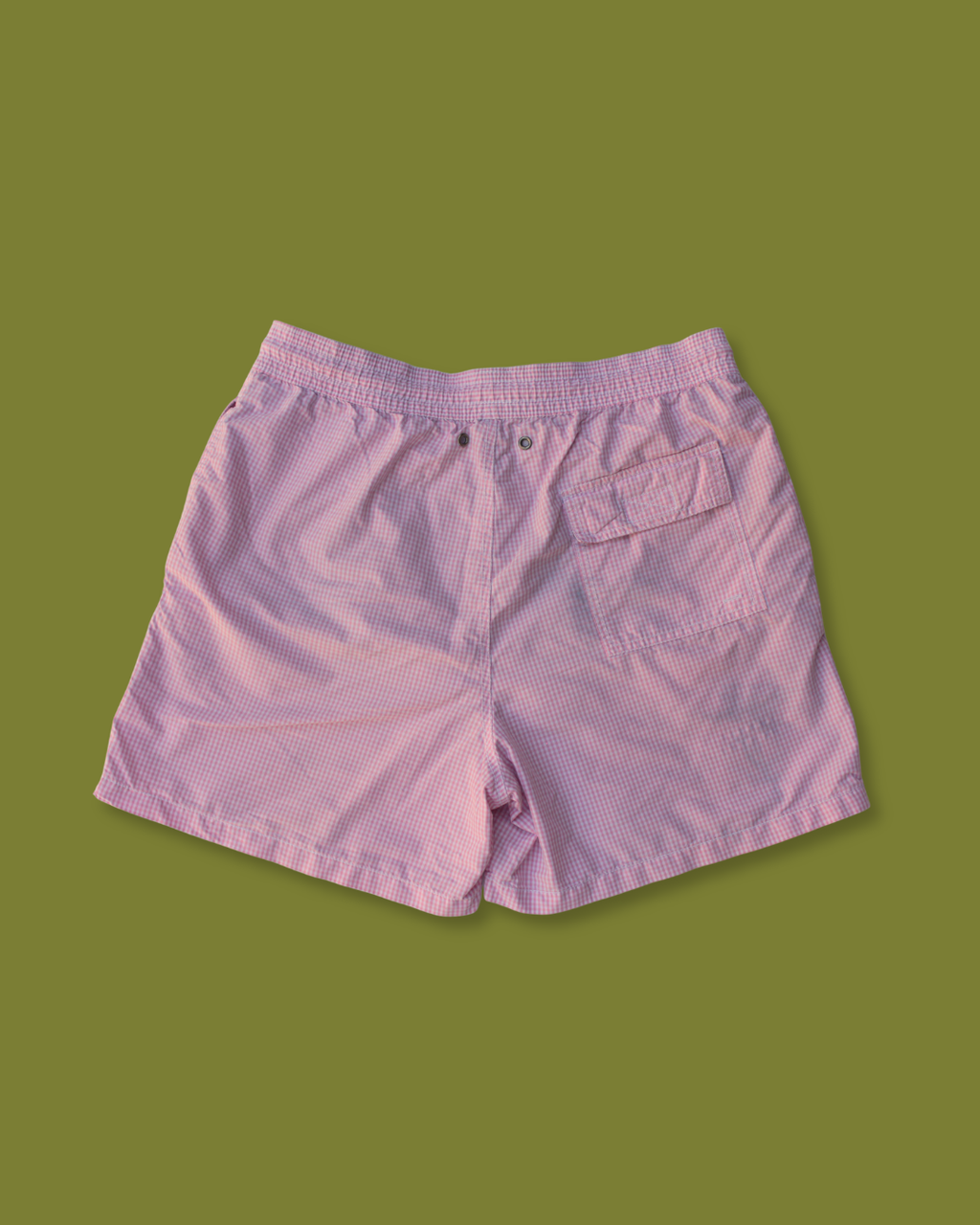 Pink Gingham "Polo" Swim Trunks