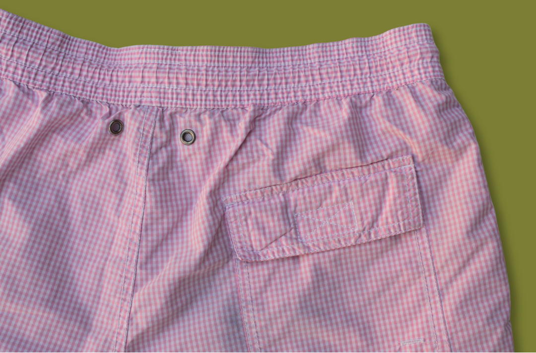 Pink Gingham "Polo" Swim Trunks