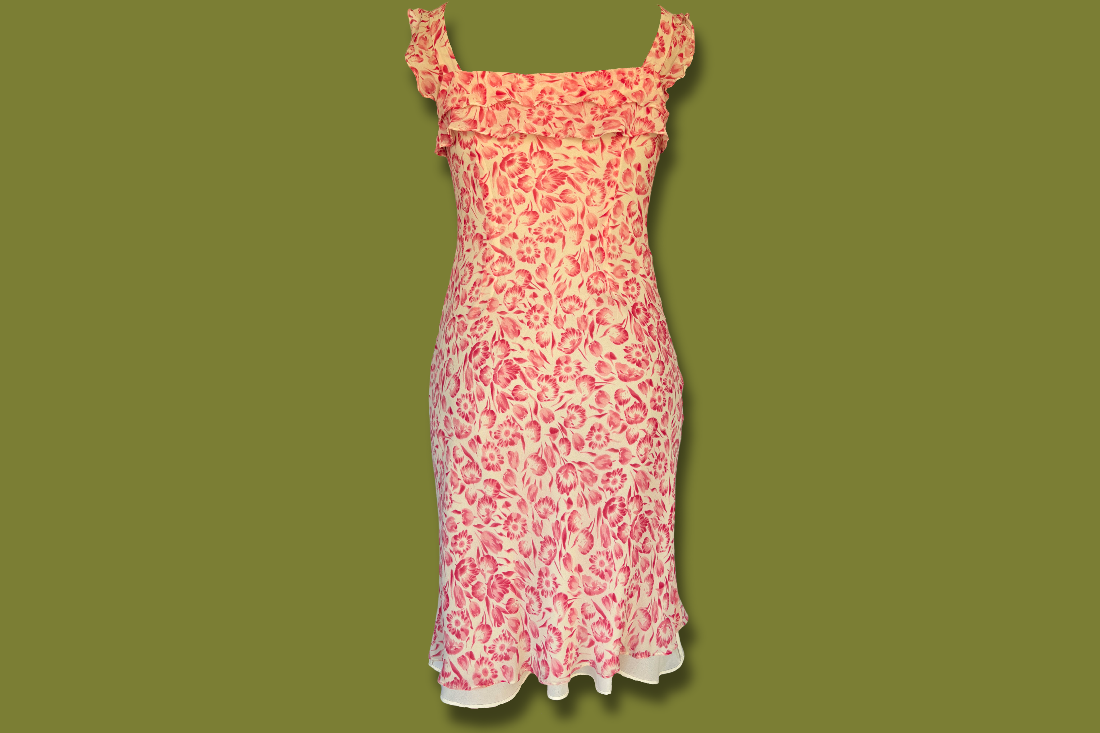 Floral Ruffle-top Midi Dress