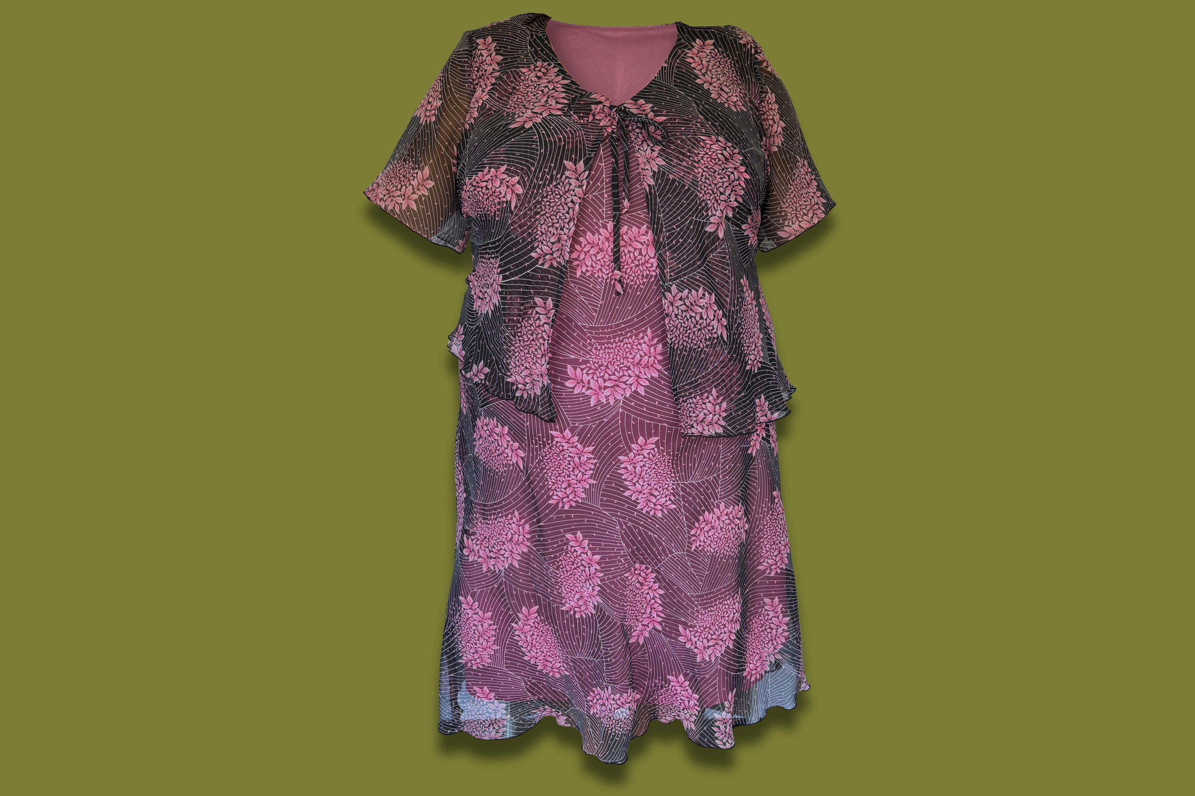 Floral Cardigan Maxi Dress (Plus Sized)