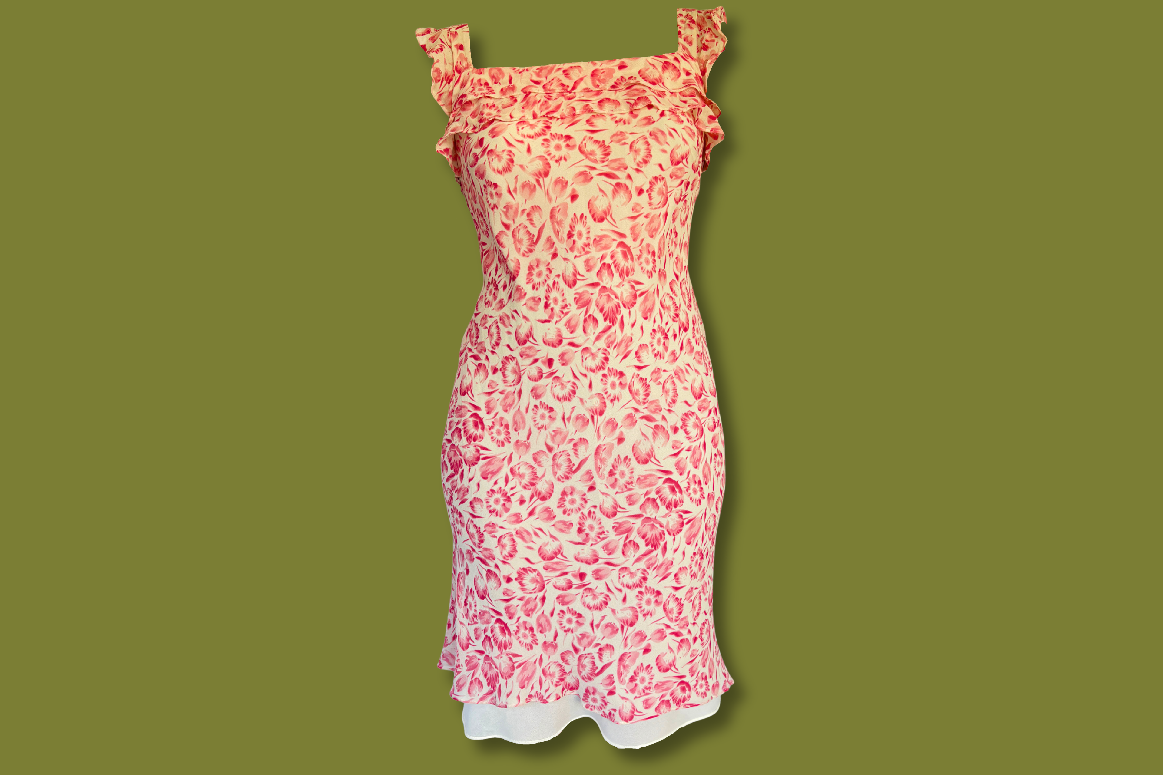 Floral Ruffle-top Midi Dress