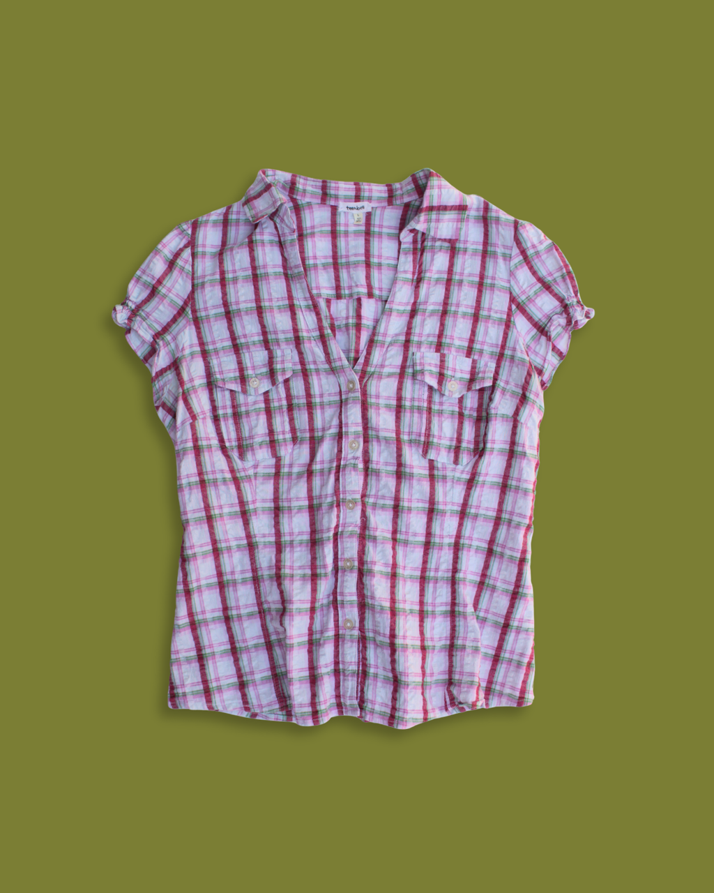 Plaid "Cupcake" Sleeve Button-up