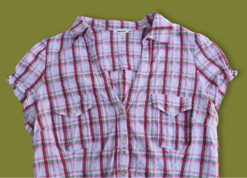 Plaid "Cupcake" Sleeve Button-up