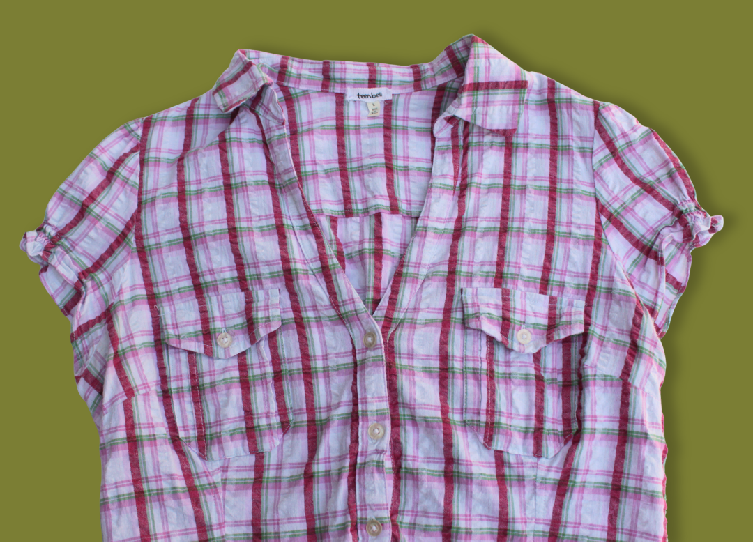Plaid "Cupcake" Sleeve Button-up