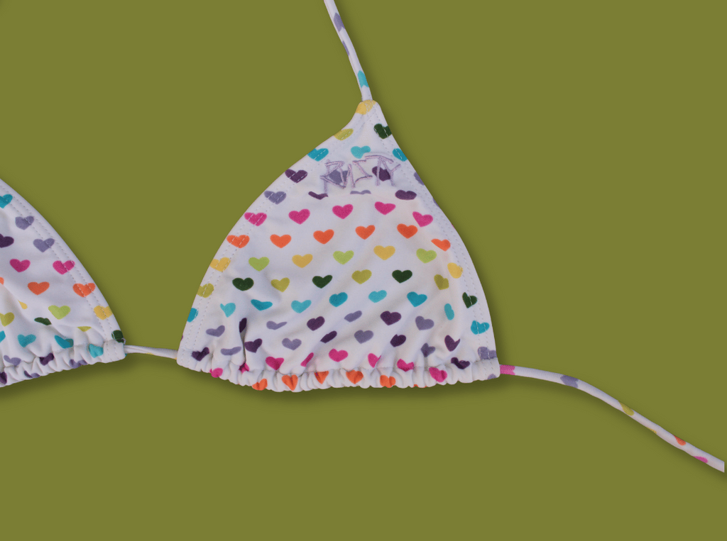 Rainbow Heart-print Halter String Bikini Top