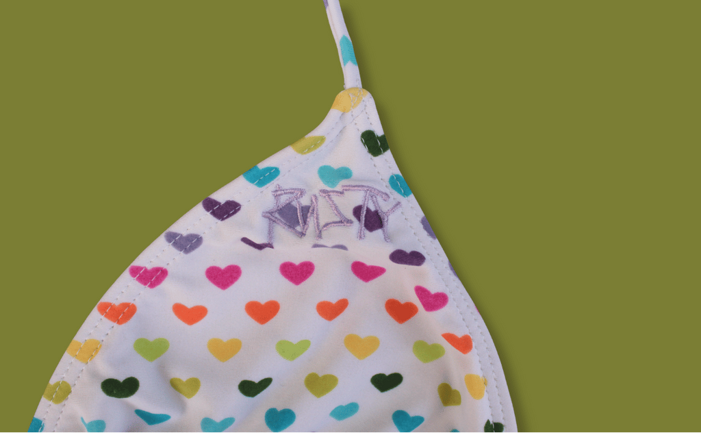 Rainbow Heart-print Halter String Bikini Top