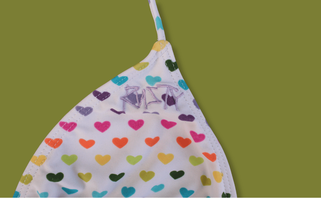 Rainbow Heart-print Halter String Bikini Top