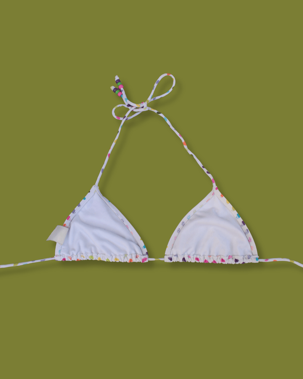 Rainbow Heart-print Halter String Bikini Top