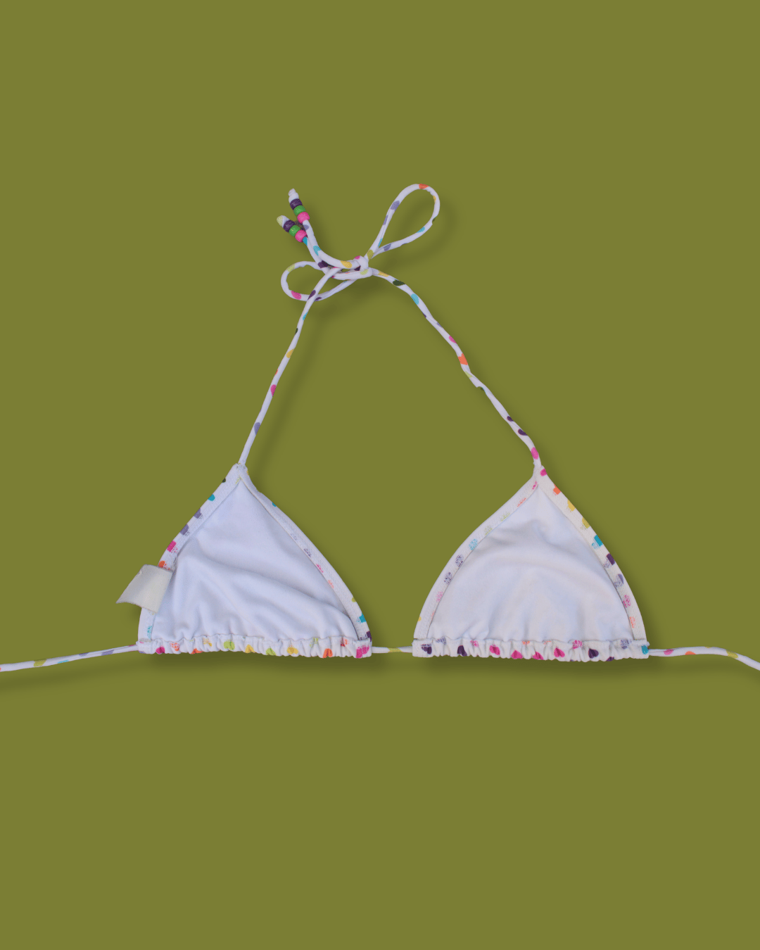 Rainbow Heart-print Halter String Bikini Top