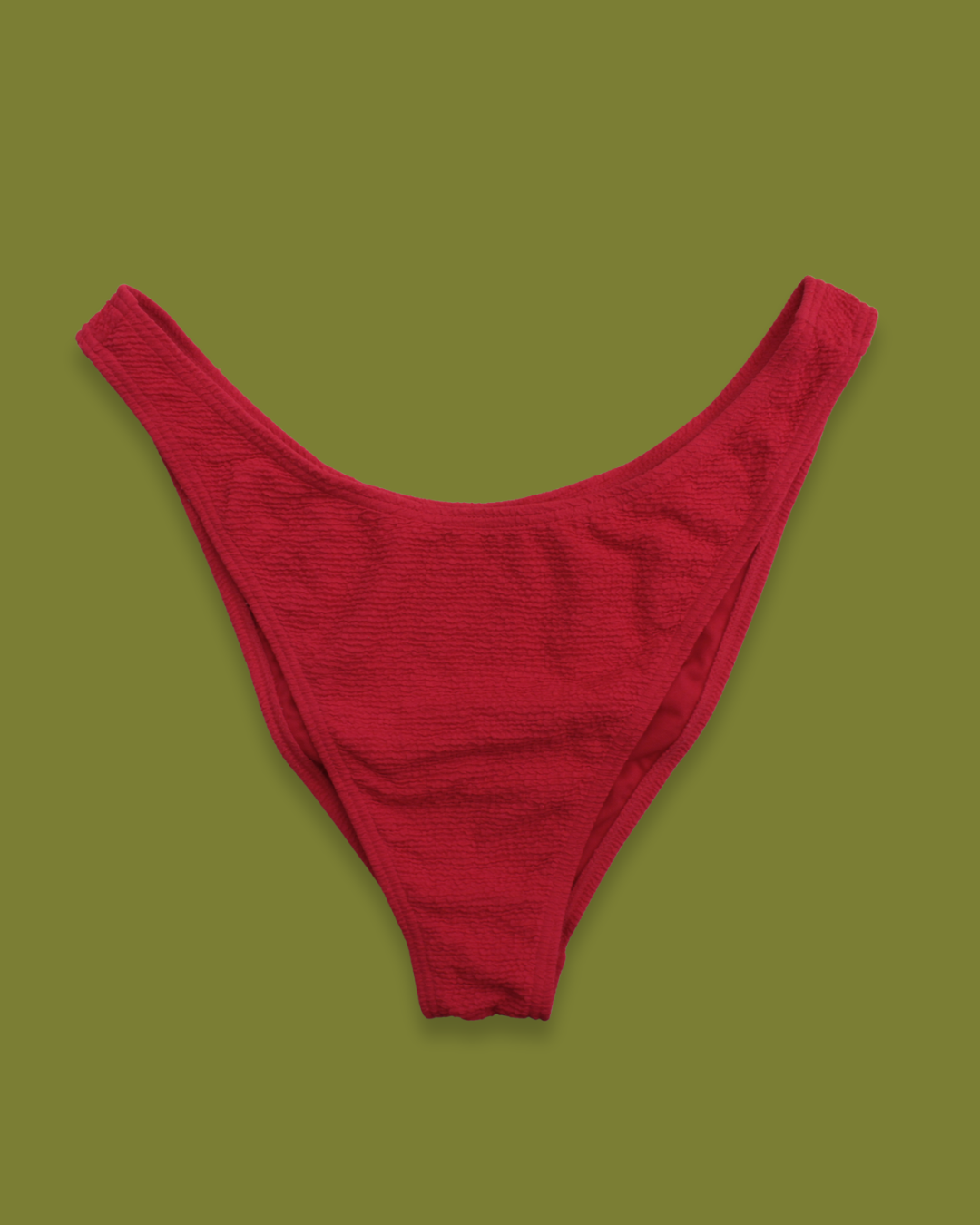 Red Scrunched High-hip Bikini Bottom