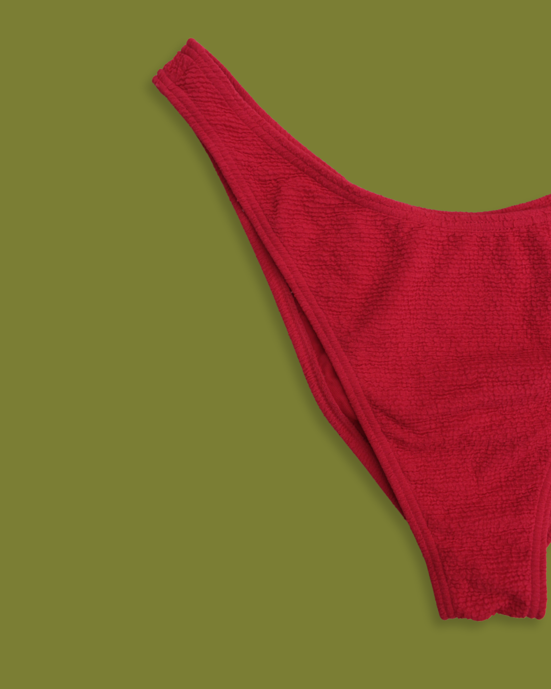 Red Scrunched High-hip Bikini Bottom