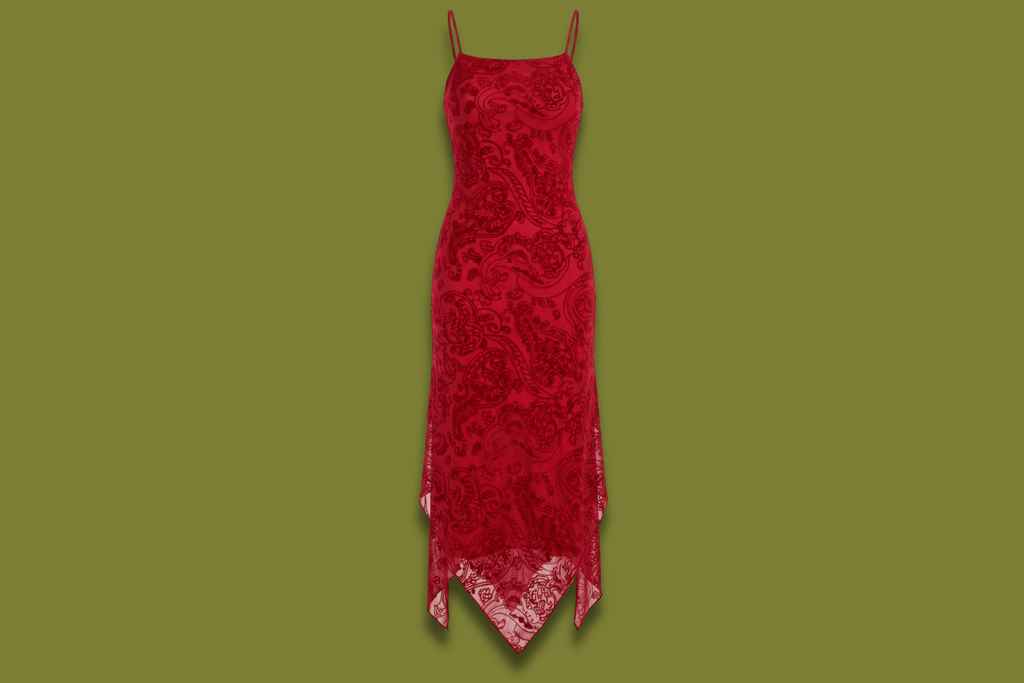 "City Triangles" Glittery Paisley Midi Dress