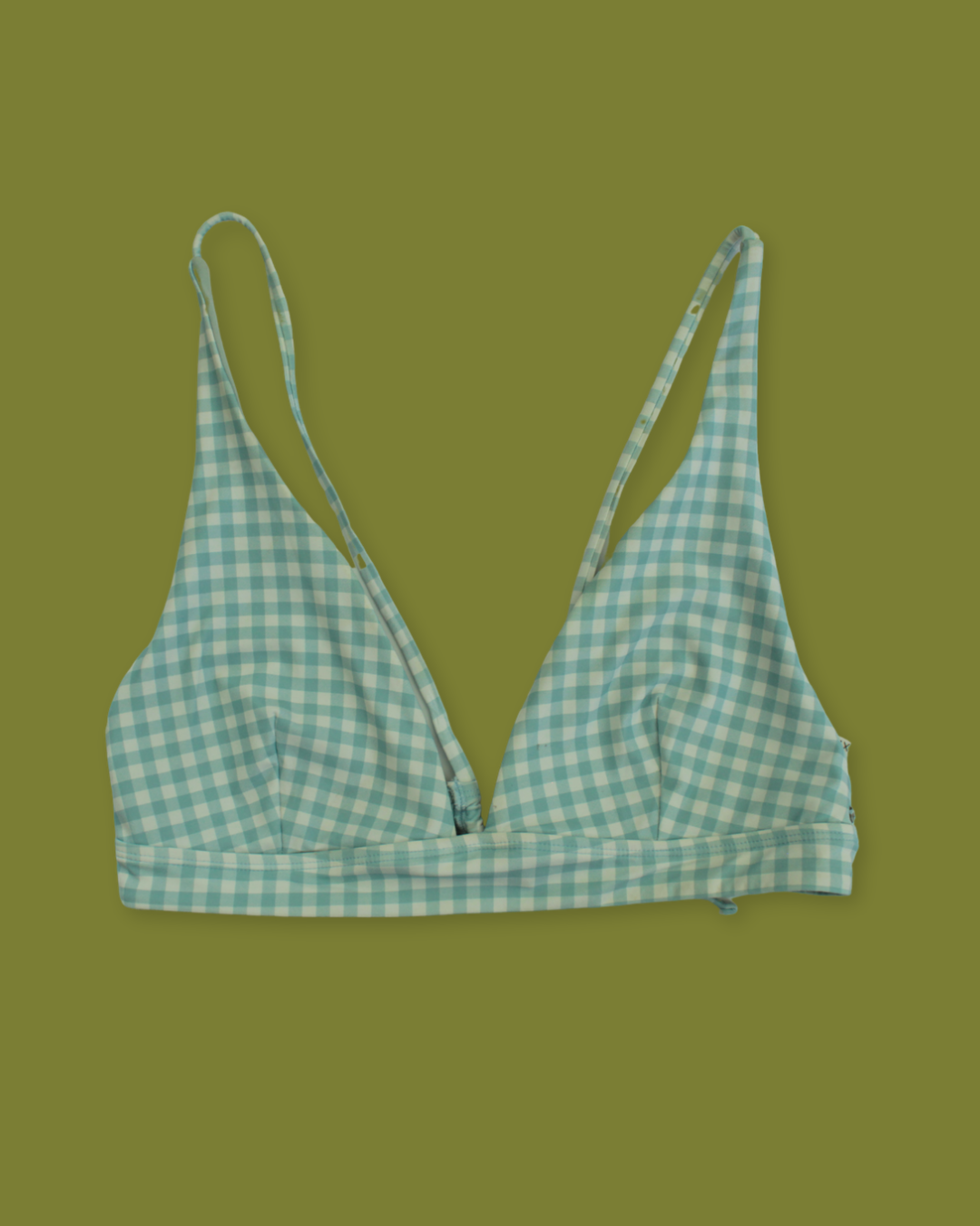 "RipCurl" Gingham V-neck Tie-back Bikini Top