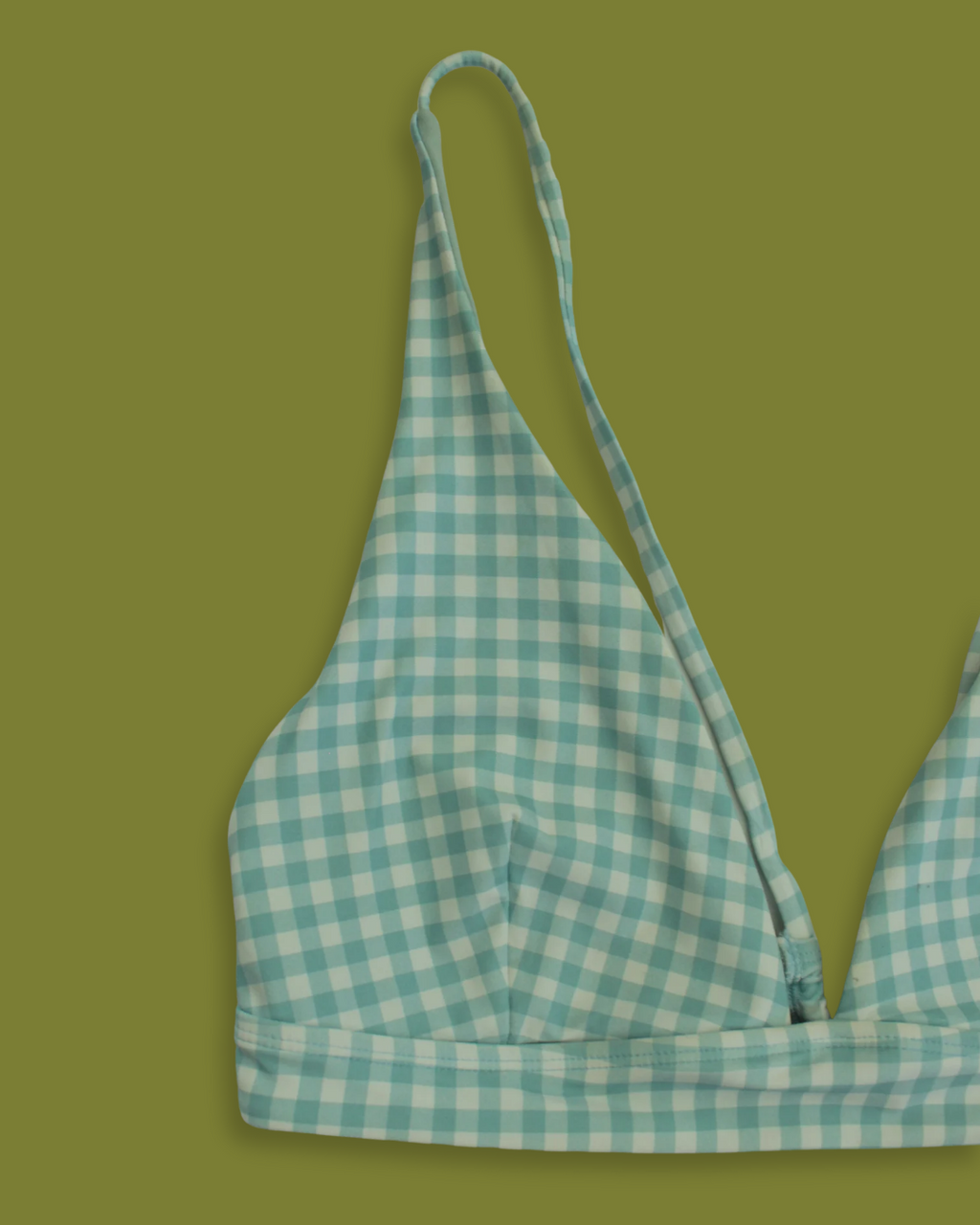 "RipCurl" Gingham V-neck Tie-back Bikini Top