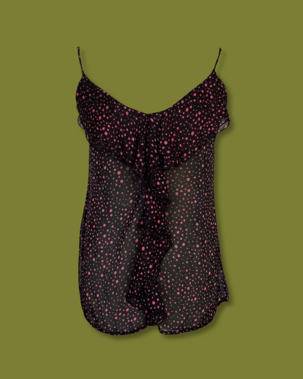 Ruffle-front Polka-dot Tank-top
