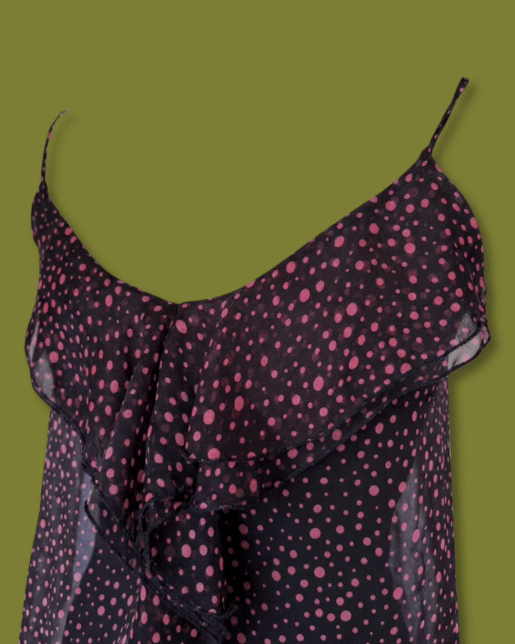 Ruffle-front Polka-dot Tank-top