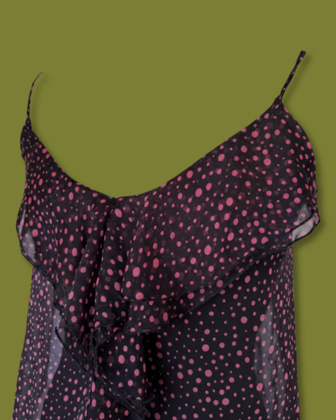 Ruffle-front Polka-dot Tank-top