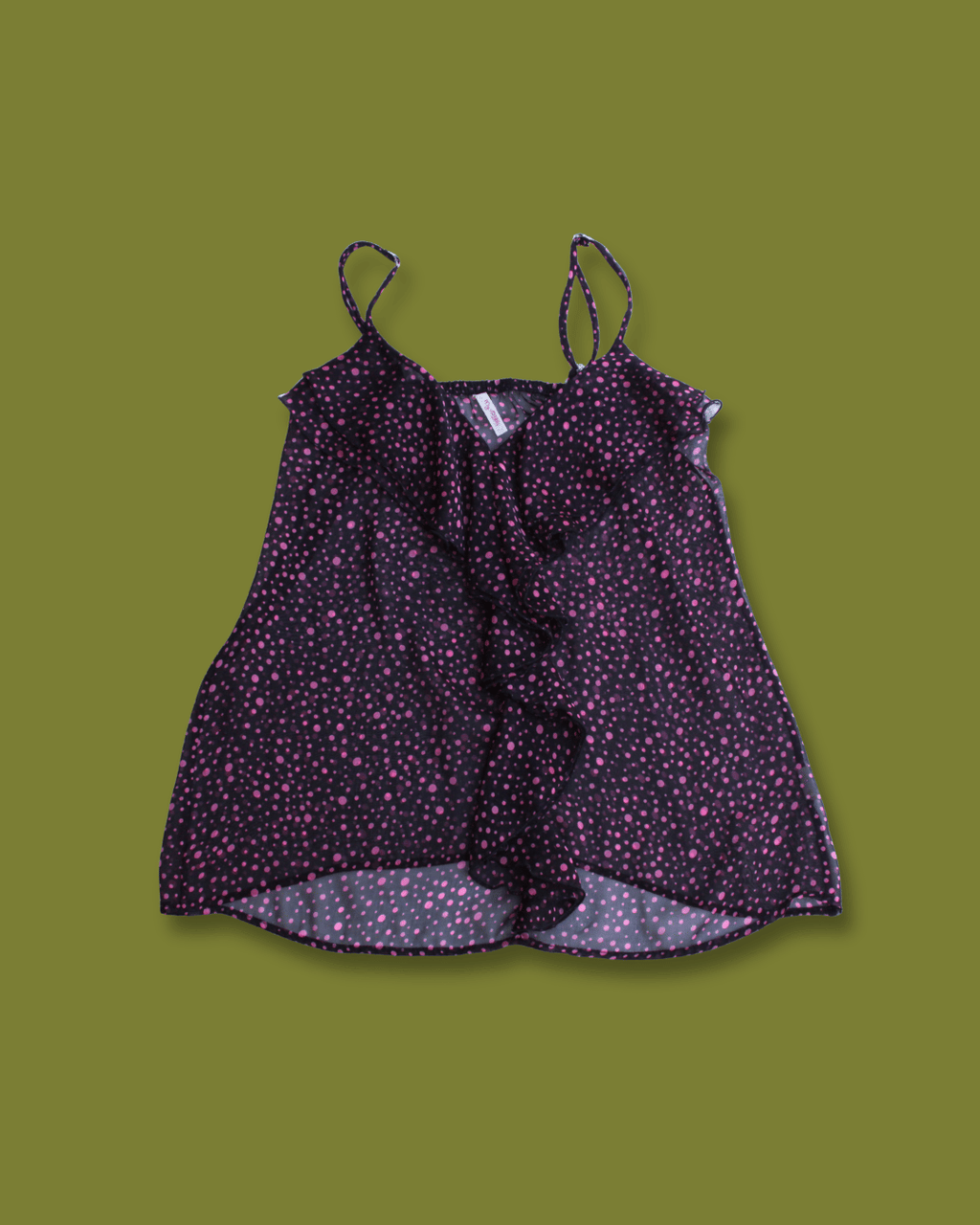 Ruffle-front Polka-dot Tank-top