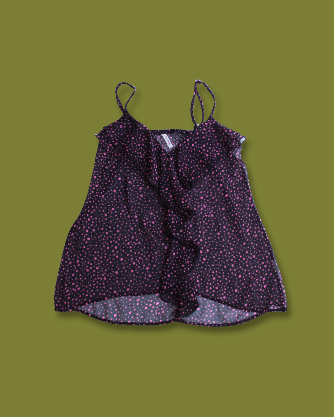 Ruffle-front Polka-dot Tank-top