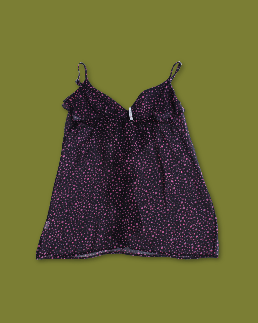Ruffle-front Polka-dot Tank-top