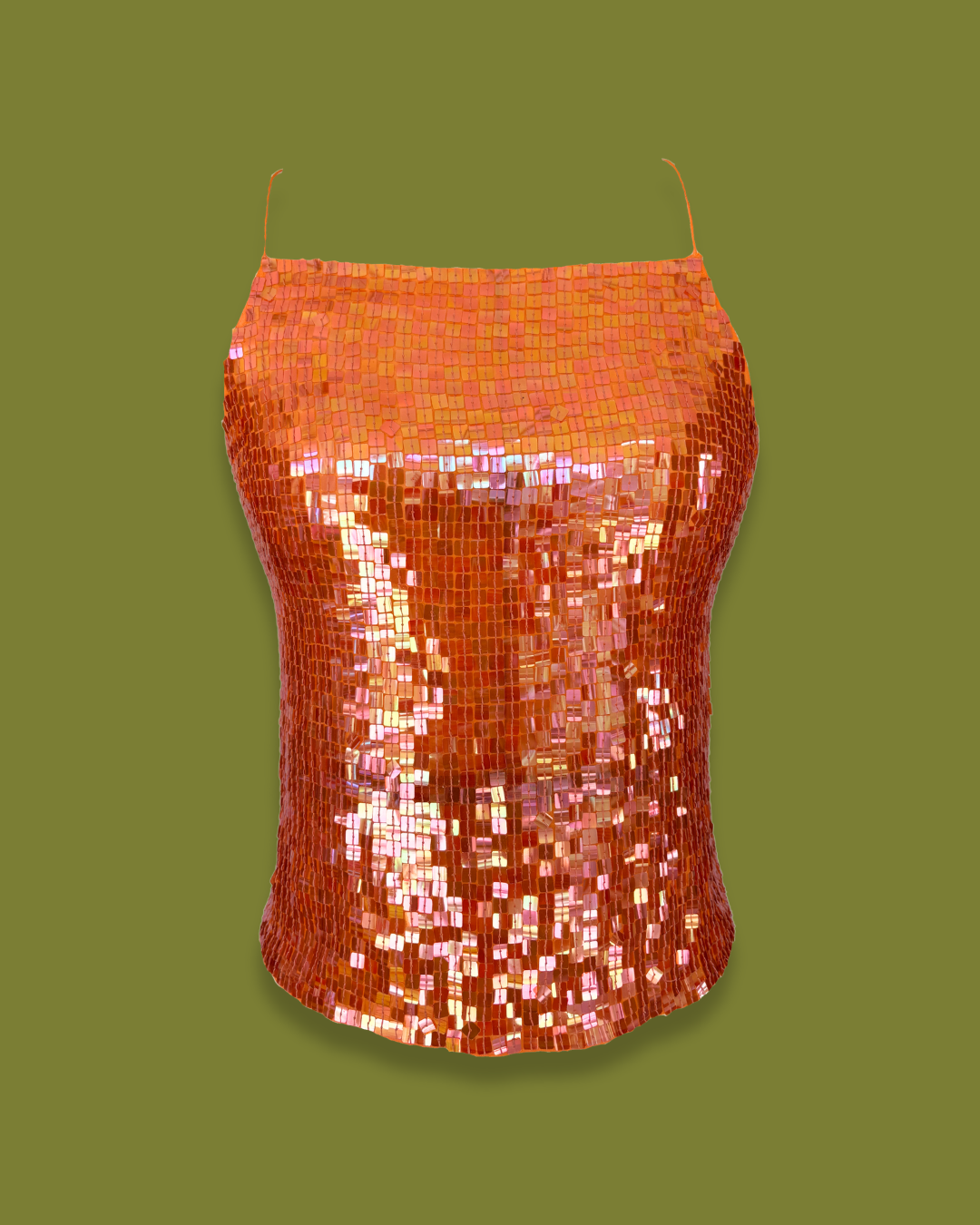 Sequin Square-neck Tie-back Tank-top