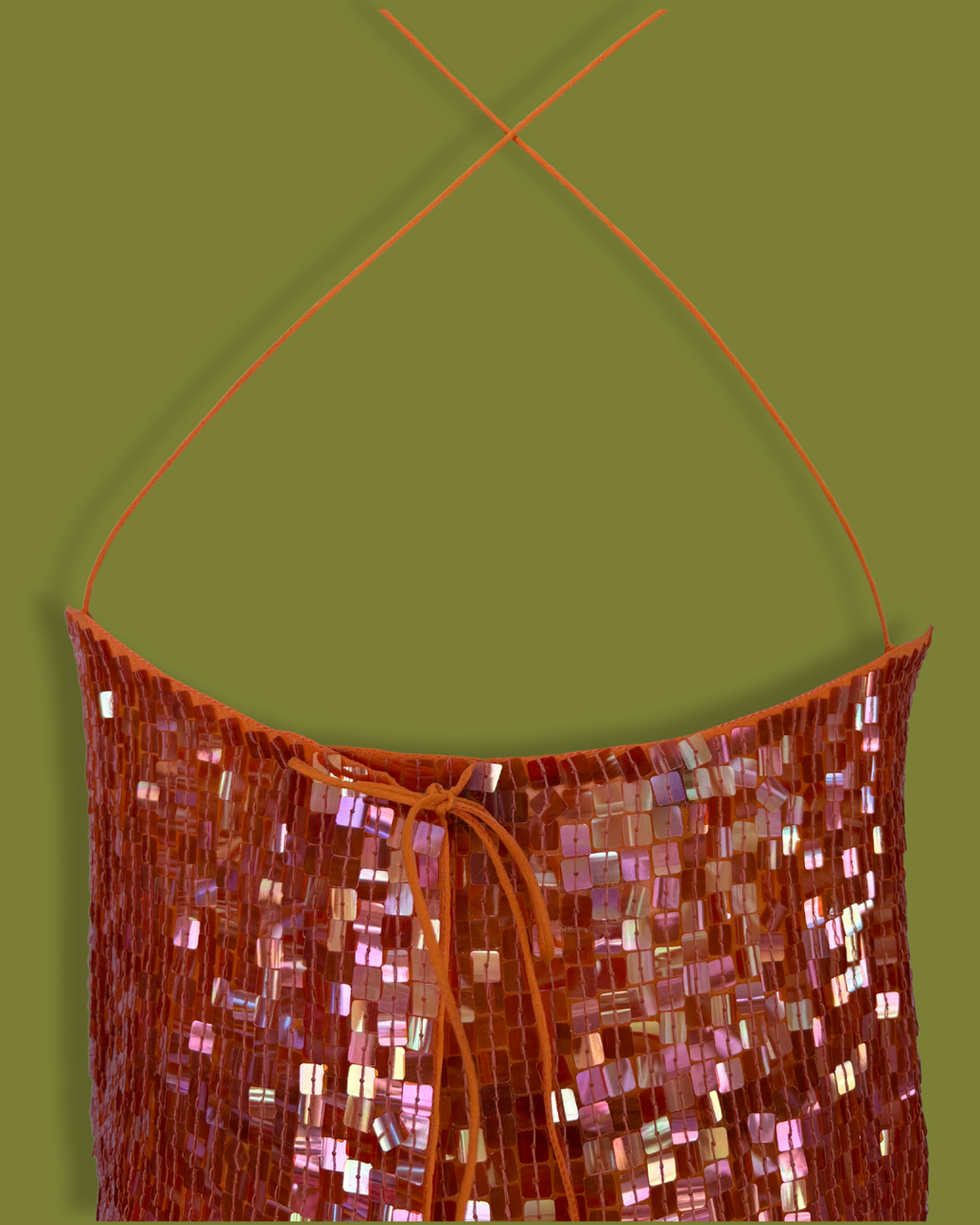 Sequin Square-neck Tie-back Tank-top