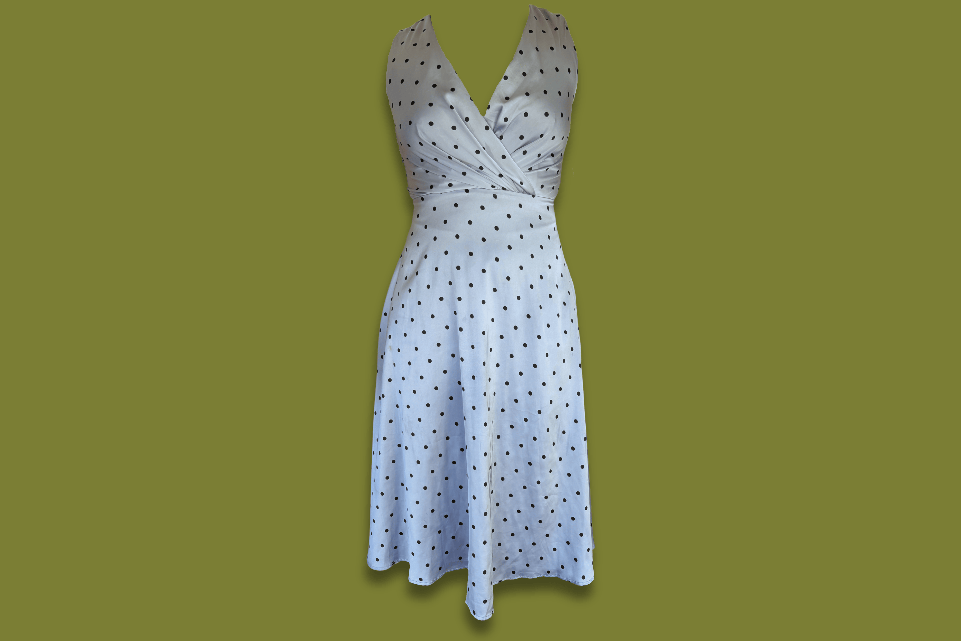 Polka-dot Cross-front Midi Dress
