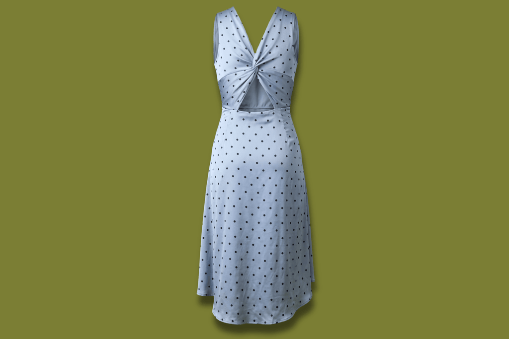 Polka-dot Cross-front Midi Dress