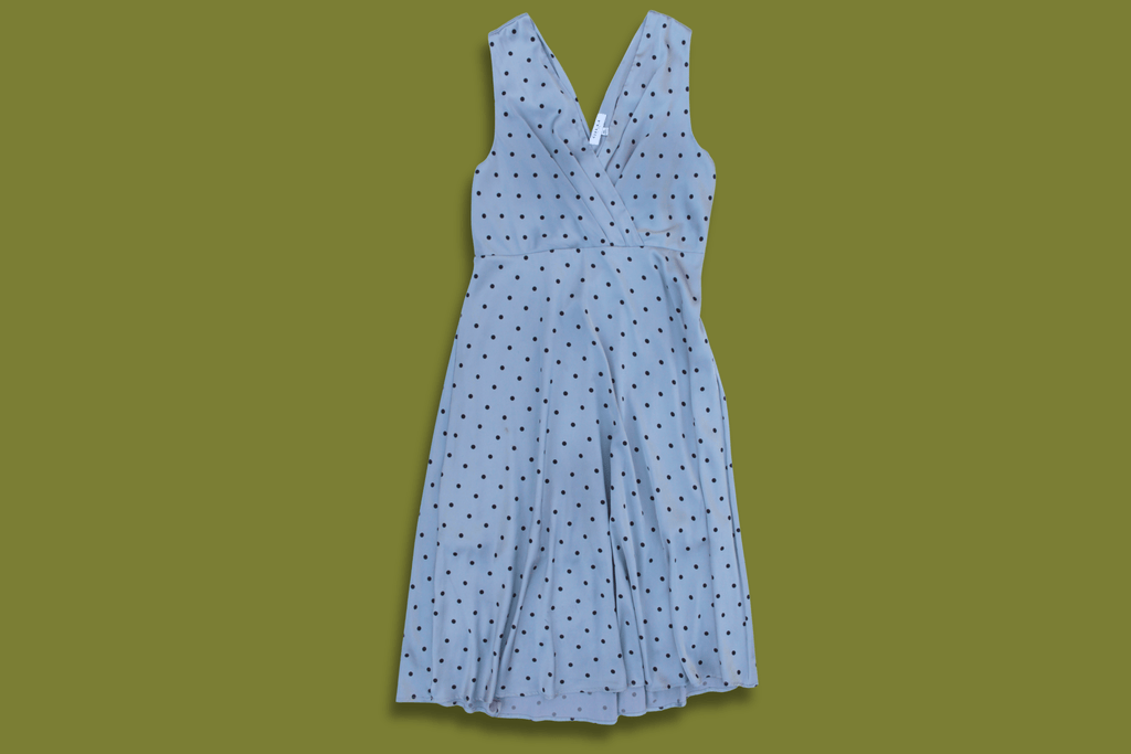 Polka-dot Cross-front Midi Dress
