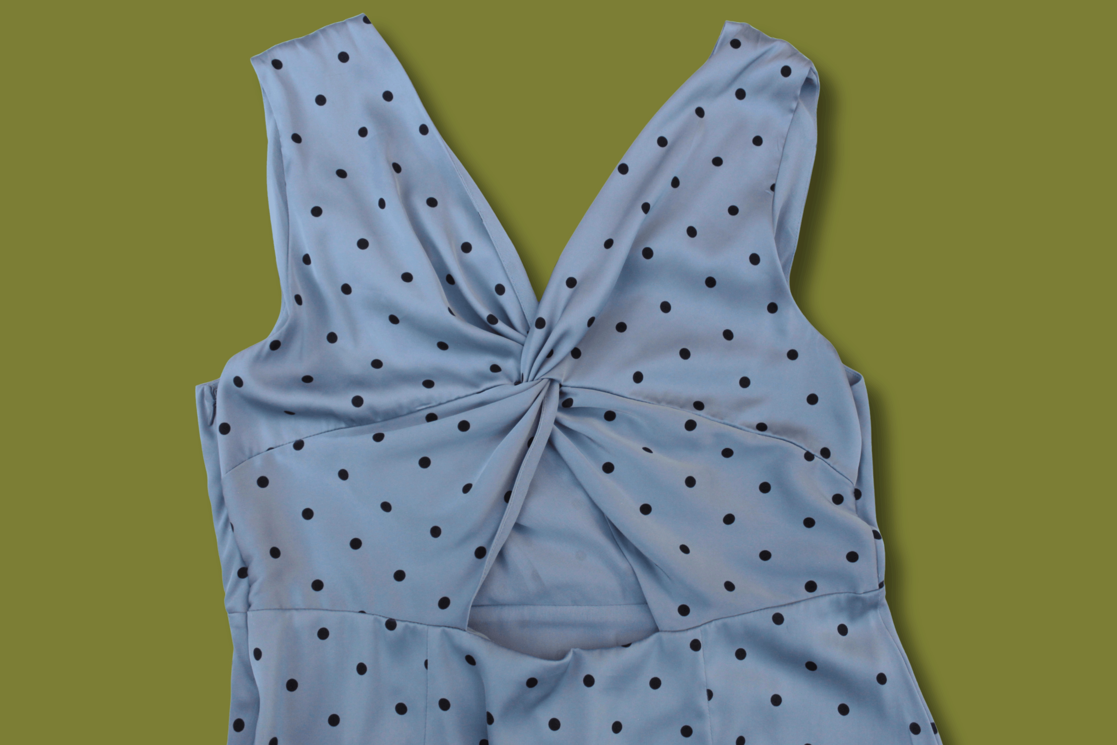 Polka-dot Cross-front Midi Dress