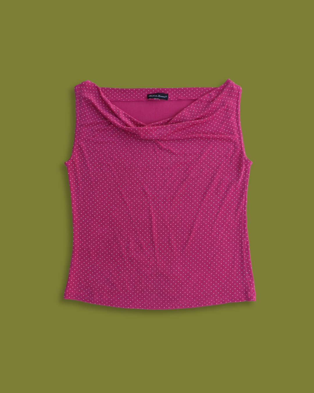 Slinky Polka-dot Cowl-neck Top