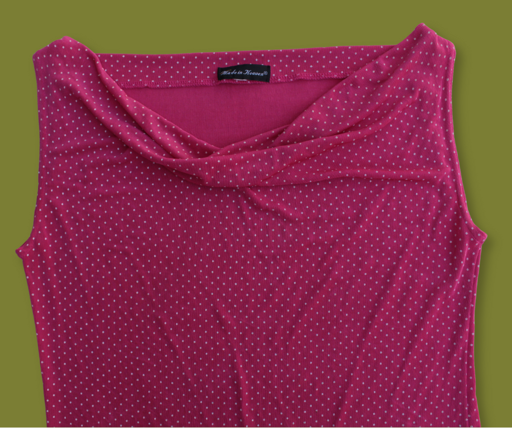 Slinky Polka-dot Cowl-neck Top