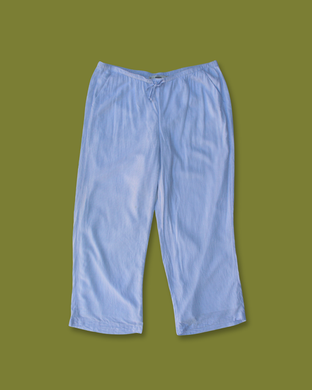 Striped Drawstring Wide-leg Cotton Pants